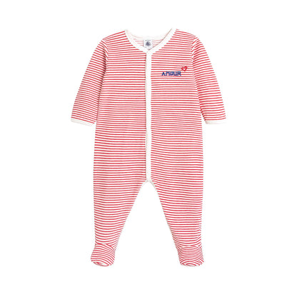 婴儿白色印花棉连体衣