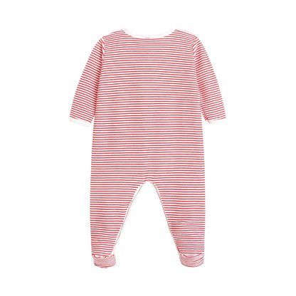 婴儿白色印花棉连体衣