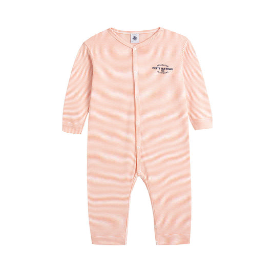 婴儿红色条纹棉连体衣