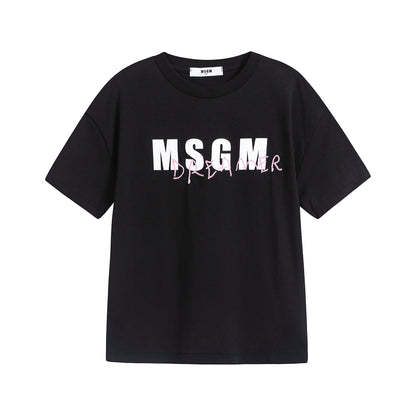 女童黑色Logo棉T恤