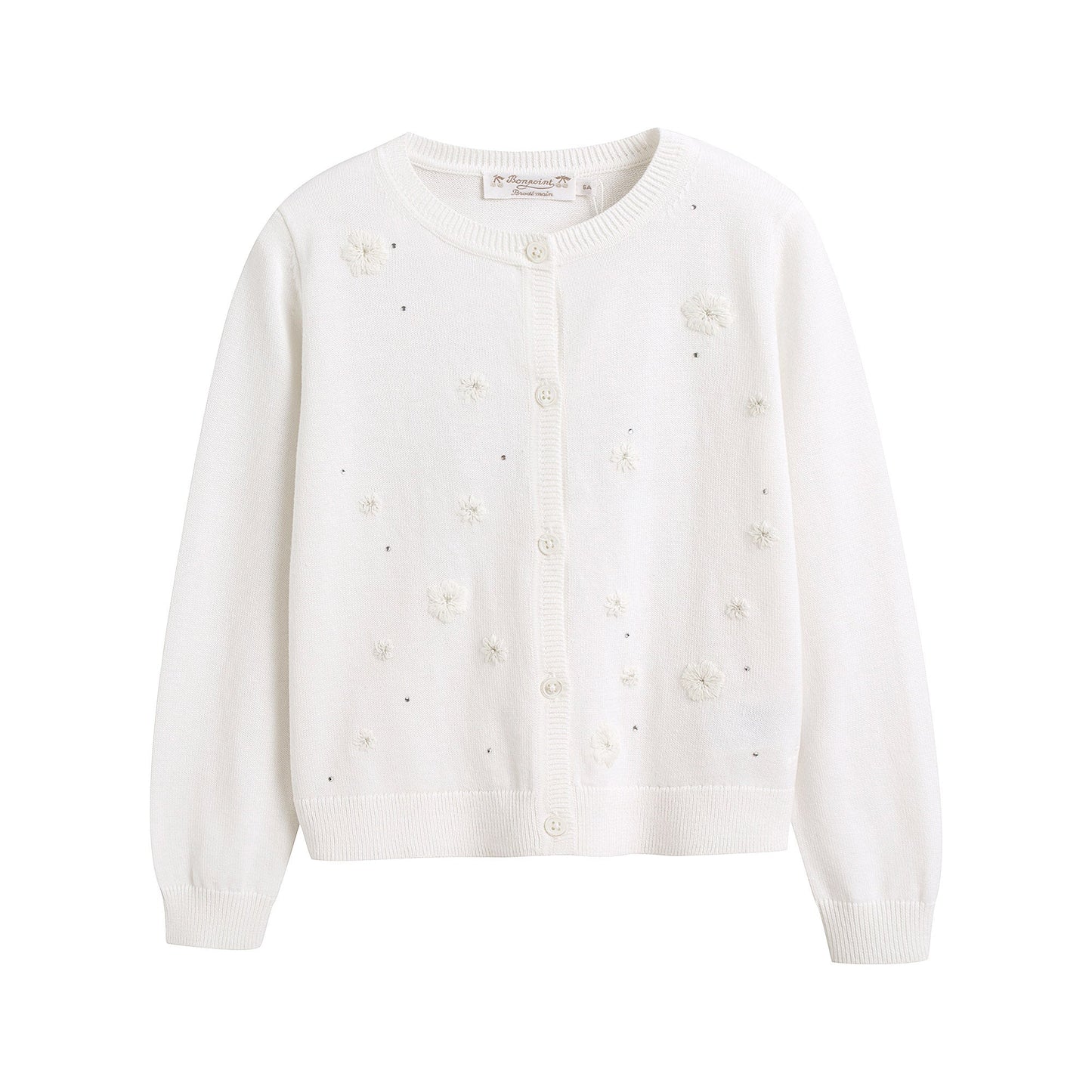 女童白色刺绣棉开衫