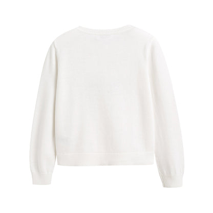 女童白色刺绣棉开衫