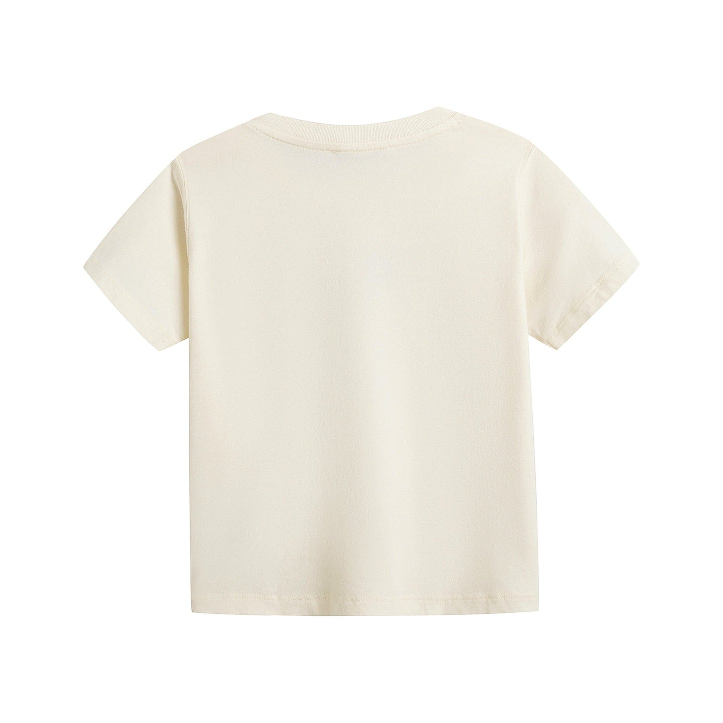 男婴米色印花棉T恤