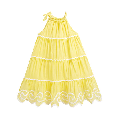女童黄色棉连衣裙