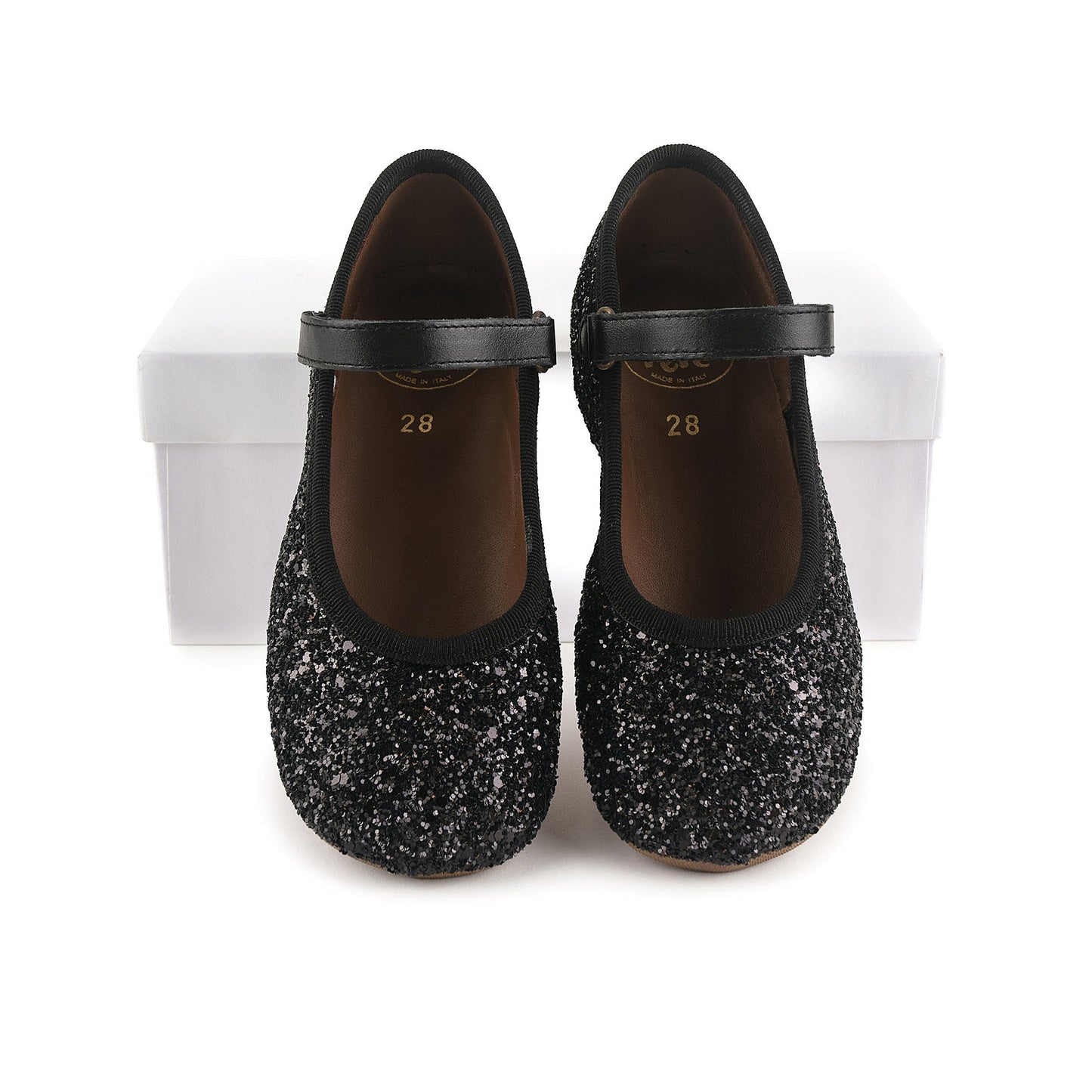 女童黑色闪光芭蕾鞋