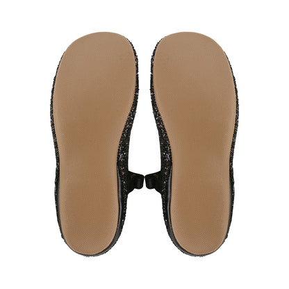 女童黑色闪光芭蕾鞋