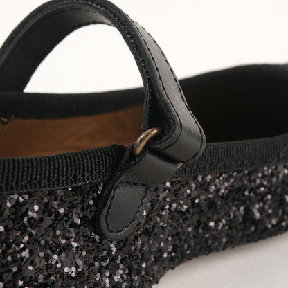 女童黑色闪光芭蕾鞋