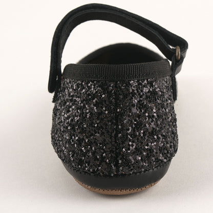 女童黑色闪光芭蕾鞋