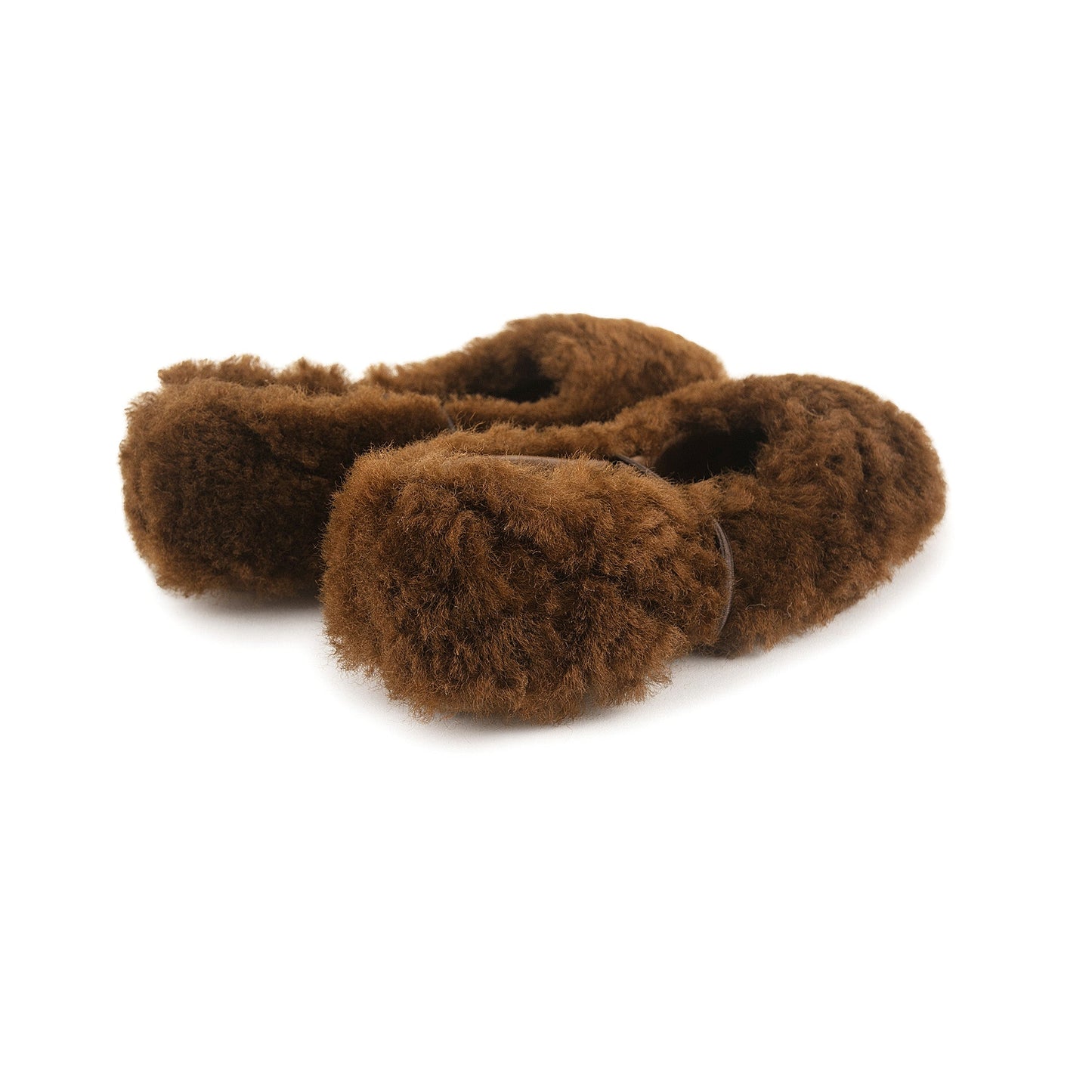 女童棕色毛绒芭蕾鞋