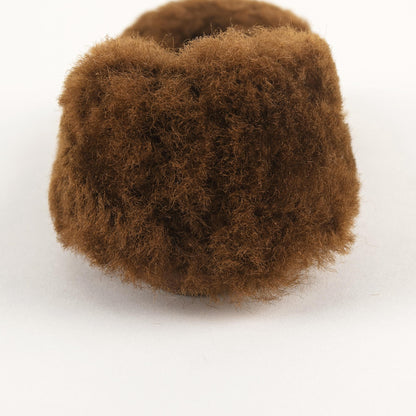 女童棕色毛绒芭蕾鞋