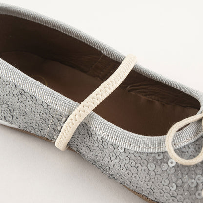 女童银色亮片芭蕾鞋