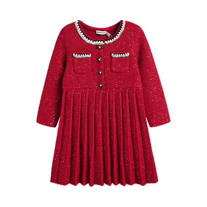 女童红色连衣裙