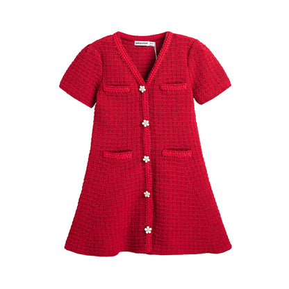 女童红色连衣裙