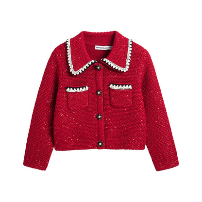 女童红色短外套