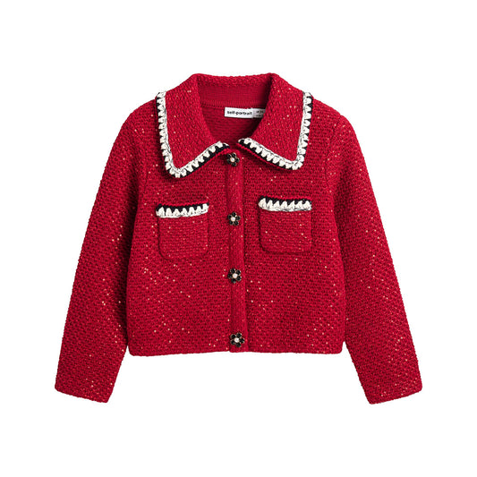 女童红色短外套