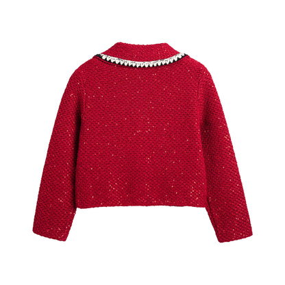 女童红色短外套