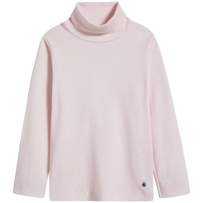 Girls Light Pink Cotton Turtleneck