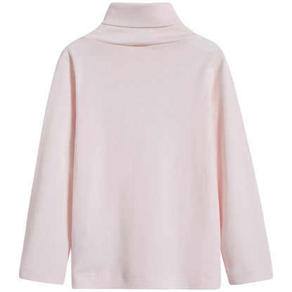 Girls Light Pink Cotton Turtleneck