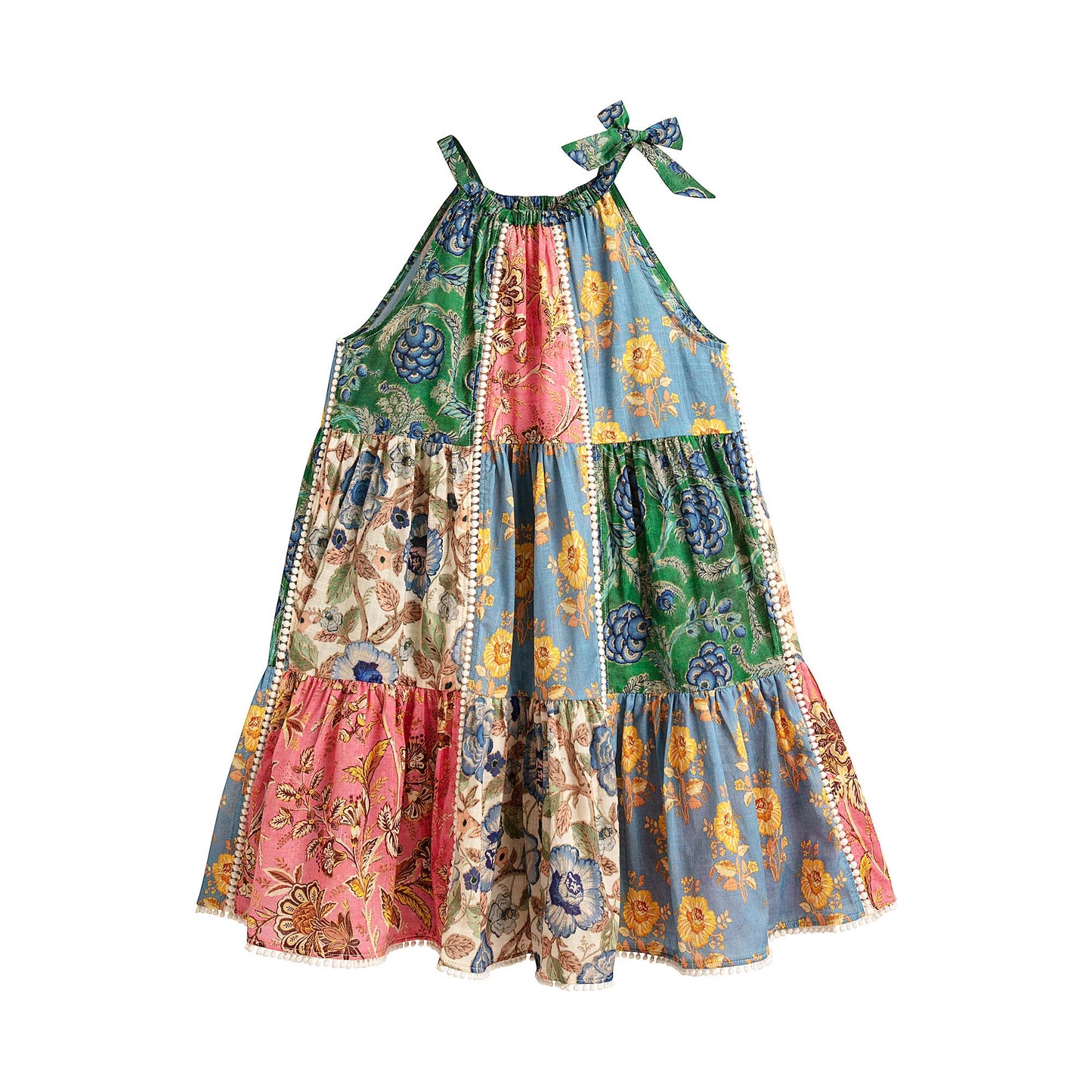 女童彩色花朵棉连衣裙