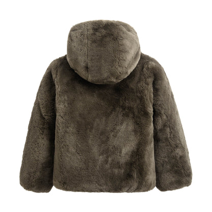 女童灰色双面棉服
