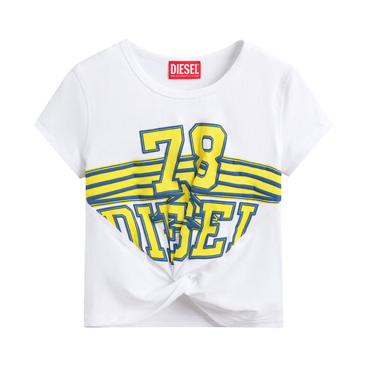 女童白色Logo棉T恤