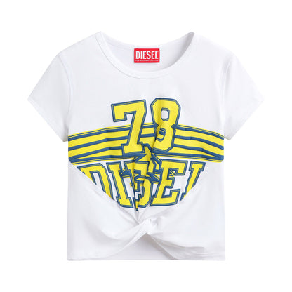 女童白色Logo棉T恤