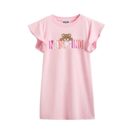 女童粉色Logo棉连衣裙