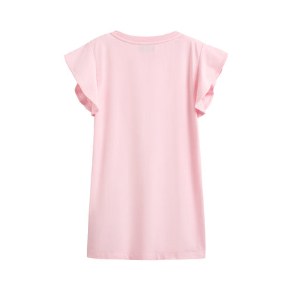 女童粉色Logo棉连衣裙