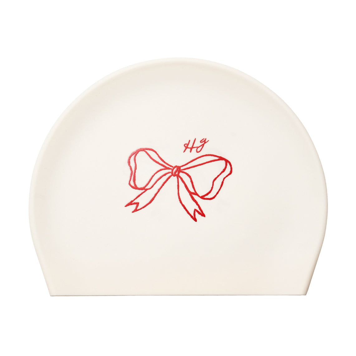 成人款红色蝴蝶结印花硅胶泳帽