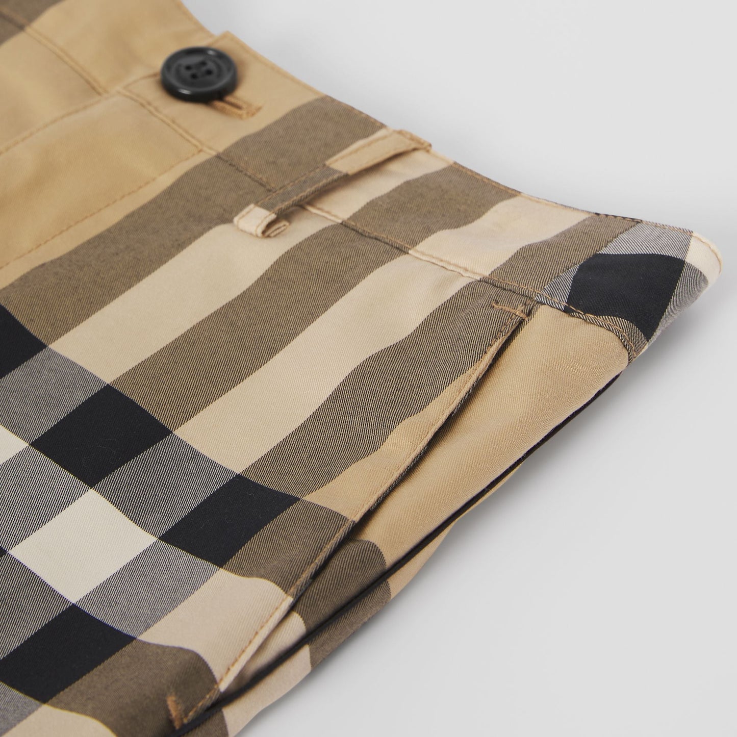 男童米色格子棉短裤