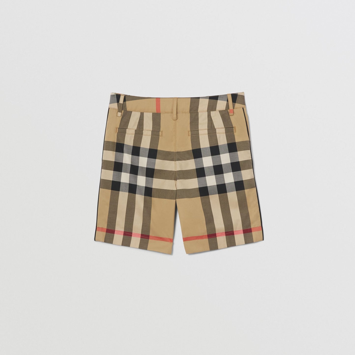 男童米色格子棉短裤