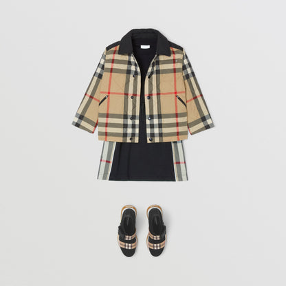 儿童米色格子棉服