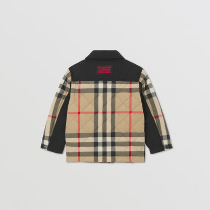 儿童米色格子棉服