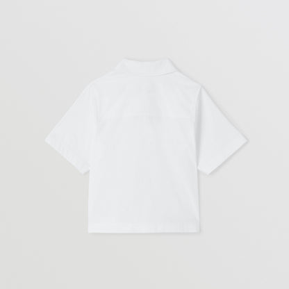 女童白色Logo棉衬衫