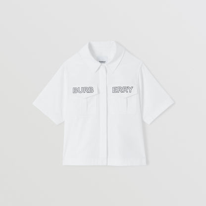 女童白色Logo棉衬衫