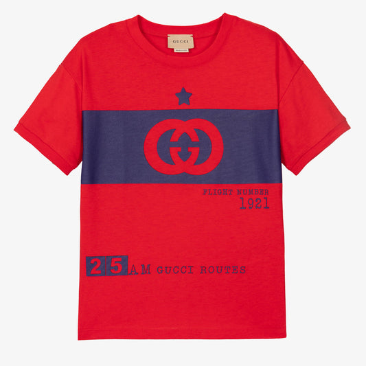 男童红色Logo棉T恤