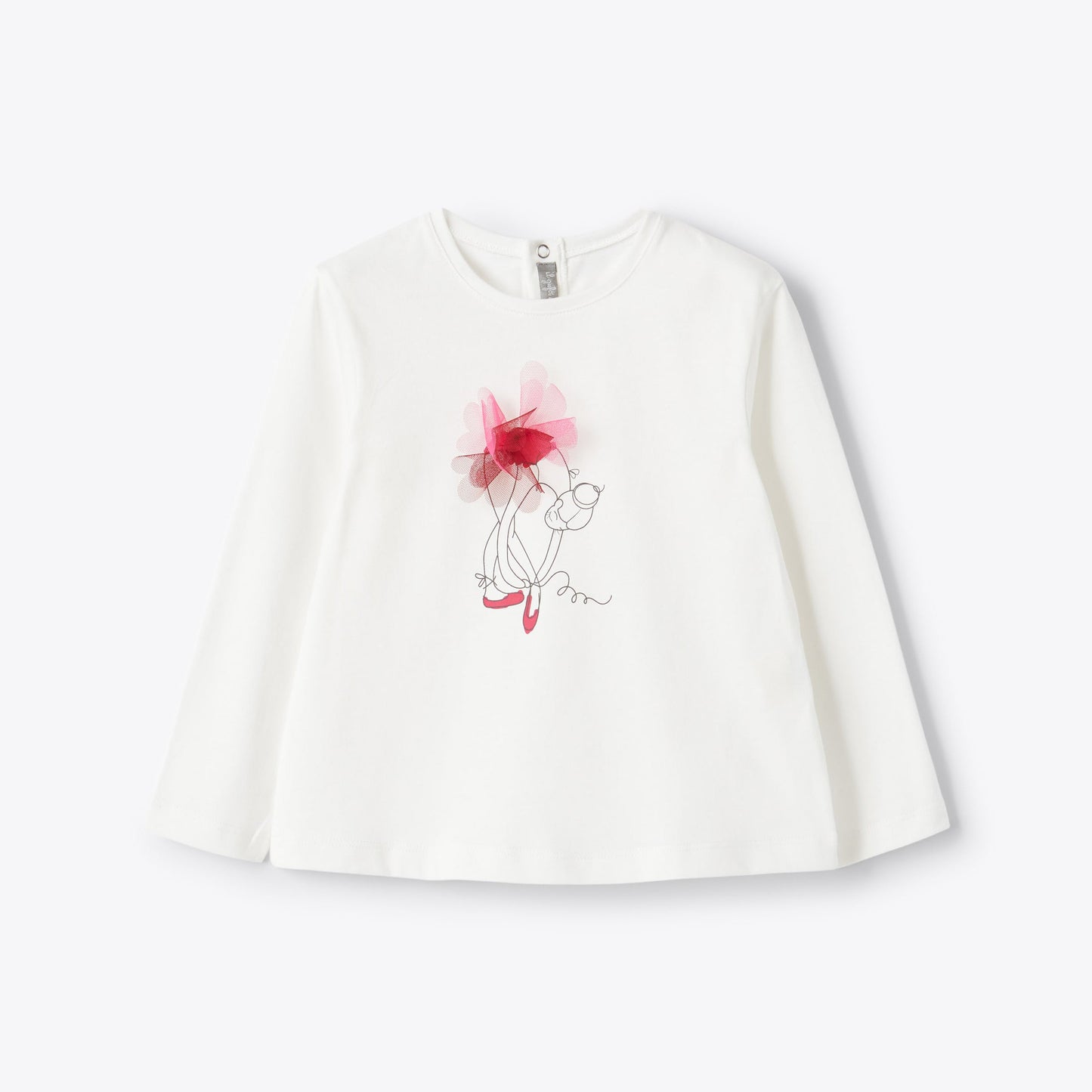 女童白色印花棉T恤