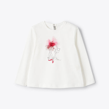 女童白色印花棉T恤