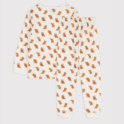 女童白色印花棉睡衣套装