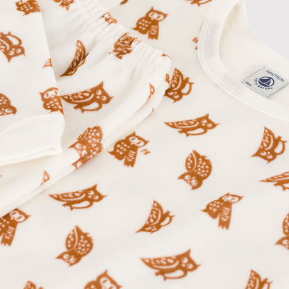 女童白色印花棉睡衣套装