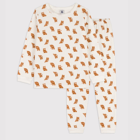 女童白色印花棉睡衣套装