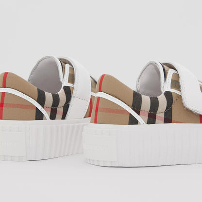 婴儿米色格子运动鞋