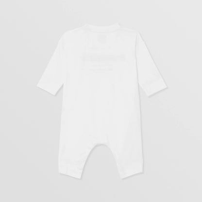 婴儿白色Logo棉连体衣