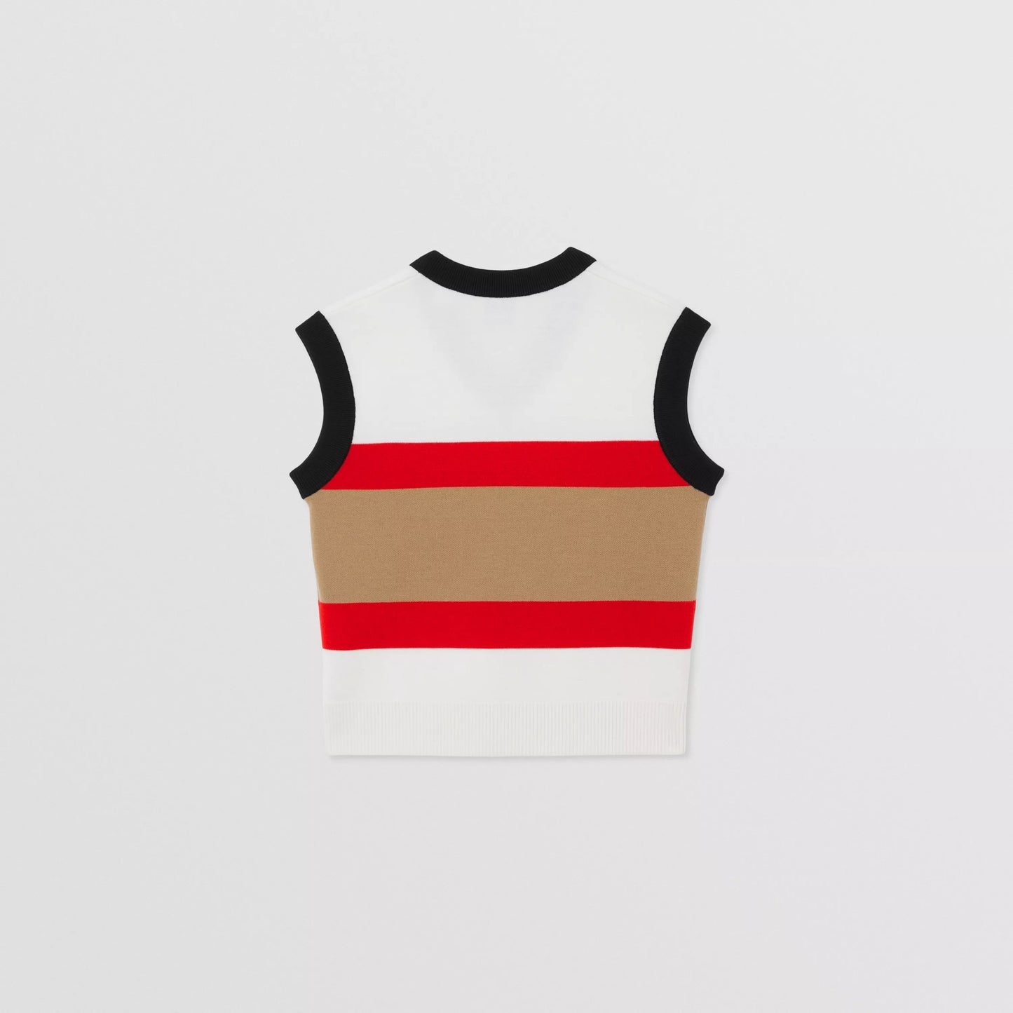 儿童白色条纹羊毛背心