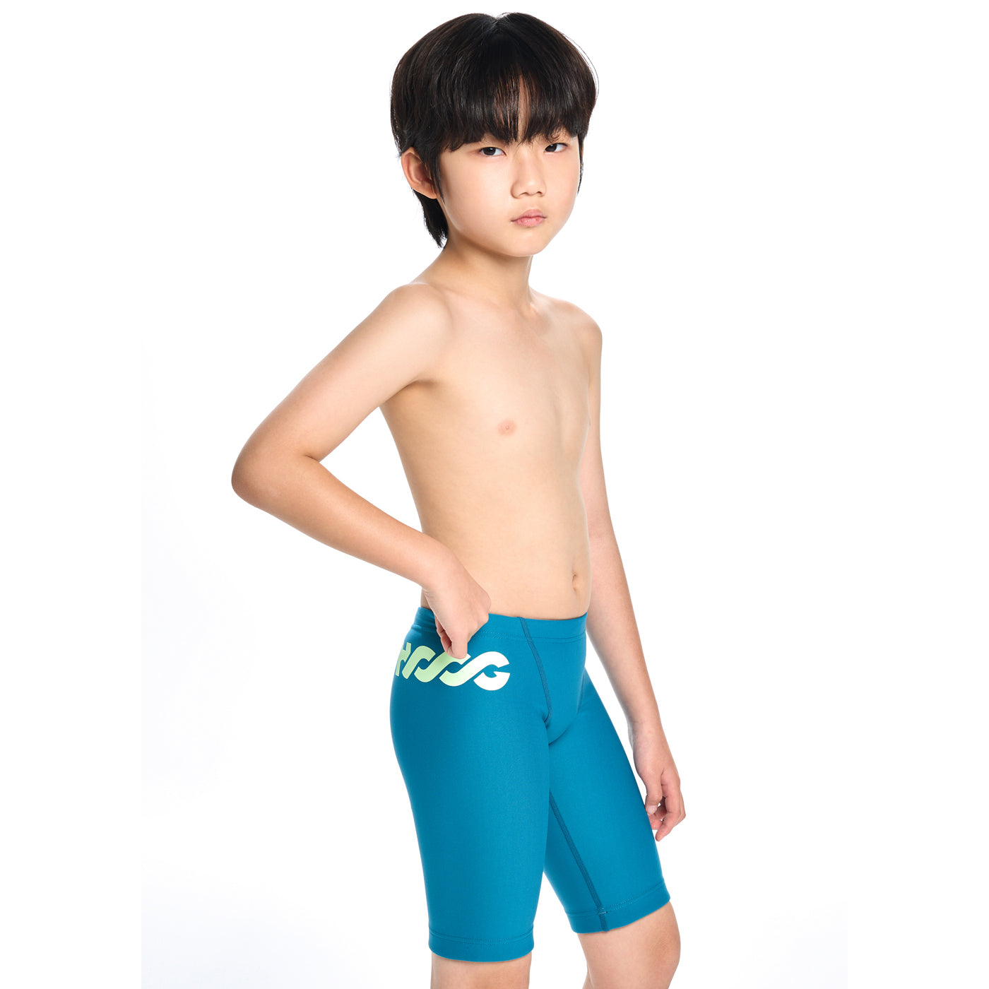 男童蓝色专业泳裤