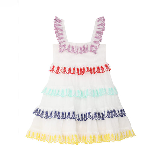 女童白色棉连衣裙