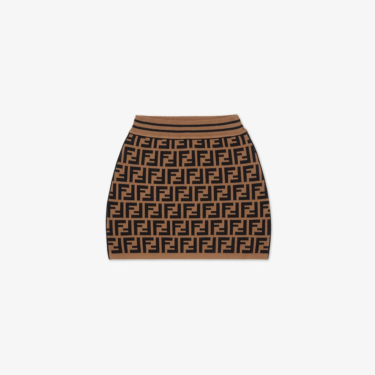 女童棕色Logo针织短裙