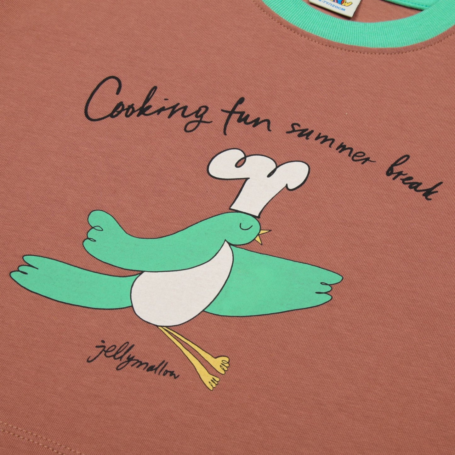 女童棕色印花棉T恤