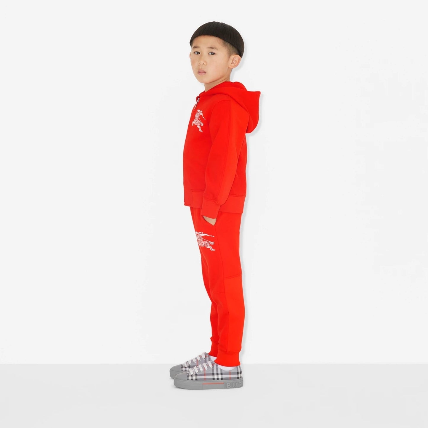 儿童橘红色棉长裤