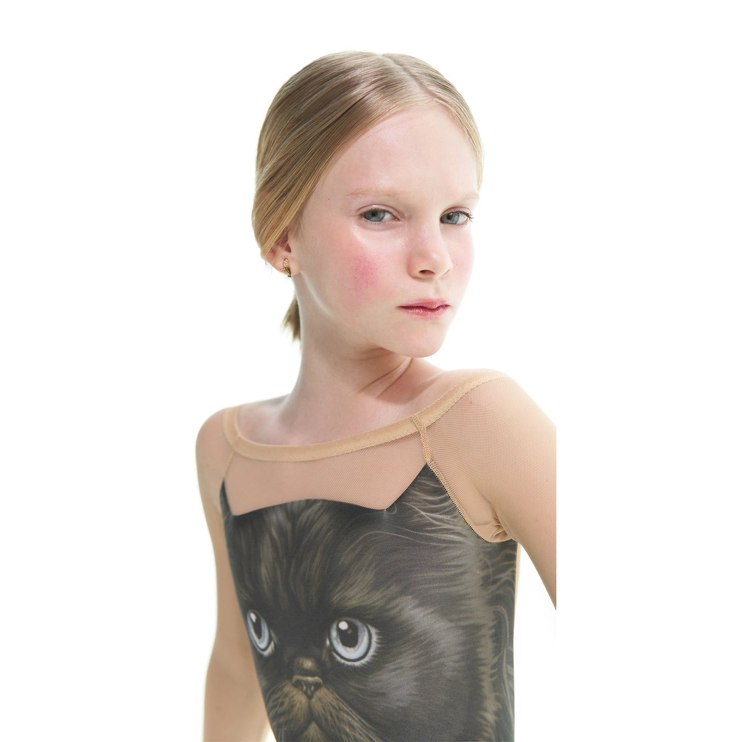 女童黑猫长袖芭蕾舞连体衣